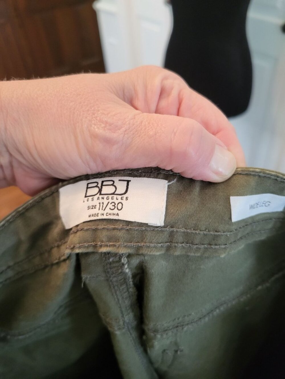 BBJ Olive Green Wide Leg Cargo Pants Pocket 11/30 Grunge Military Y2K Streetwear - Picture 7 of 7
